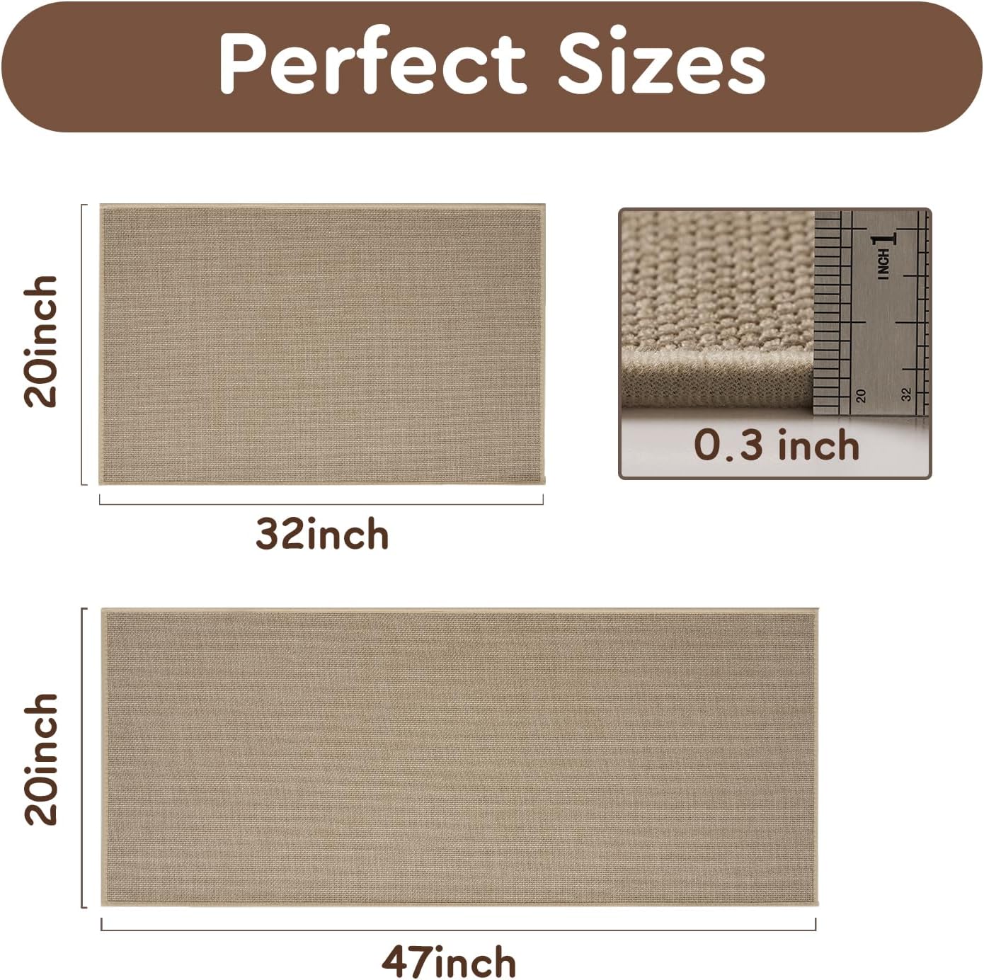 Superior Absorbent Kitchen Rug-Mat, (Beige, 20" × 32")