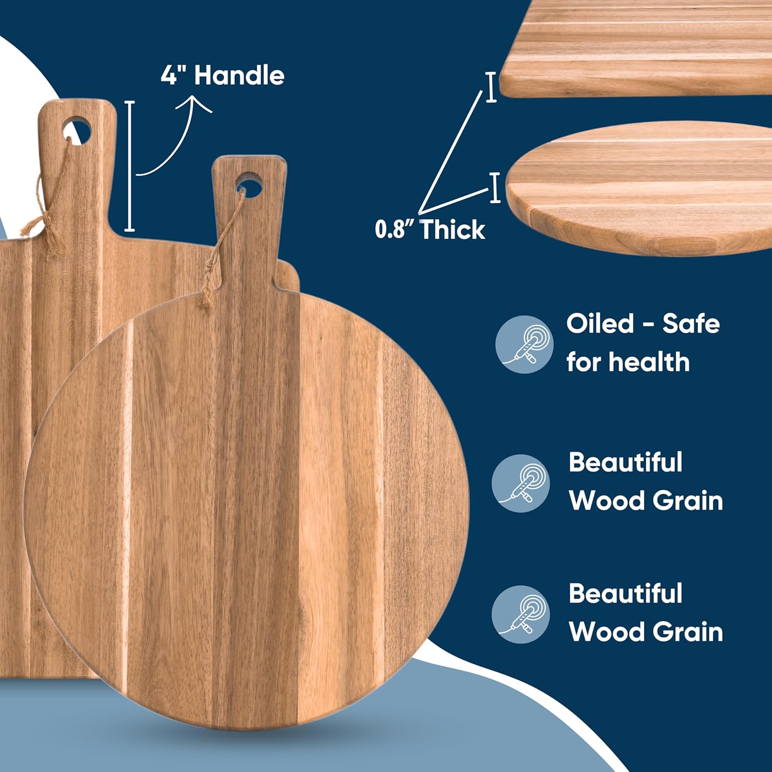 Acacia Wood Cutting Board 2 Pack