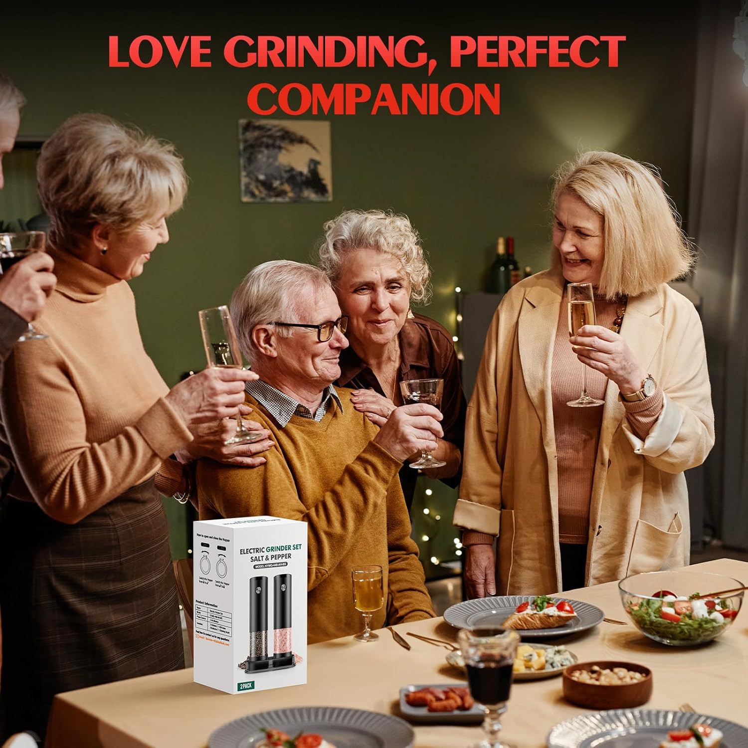 Electric Salt and Pepper Grinder Set